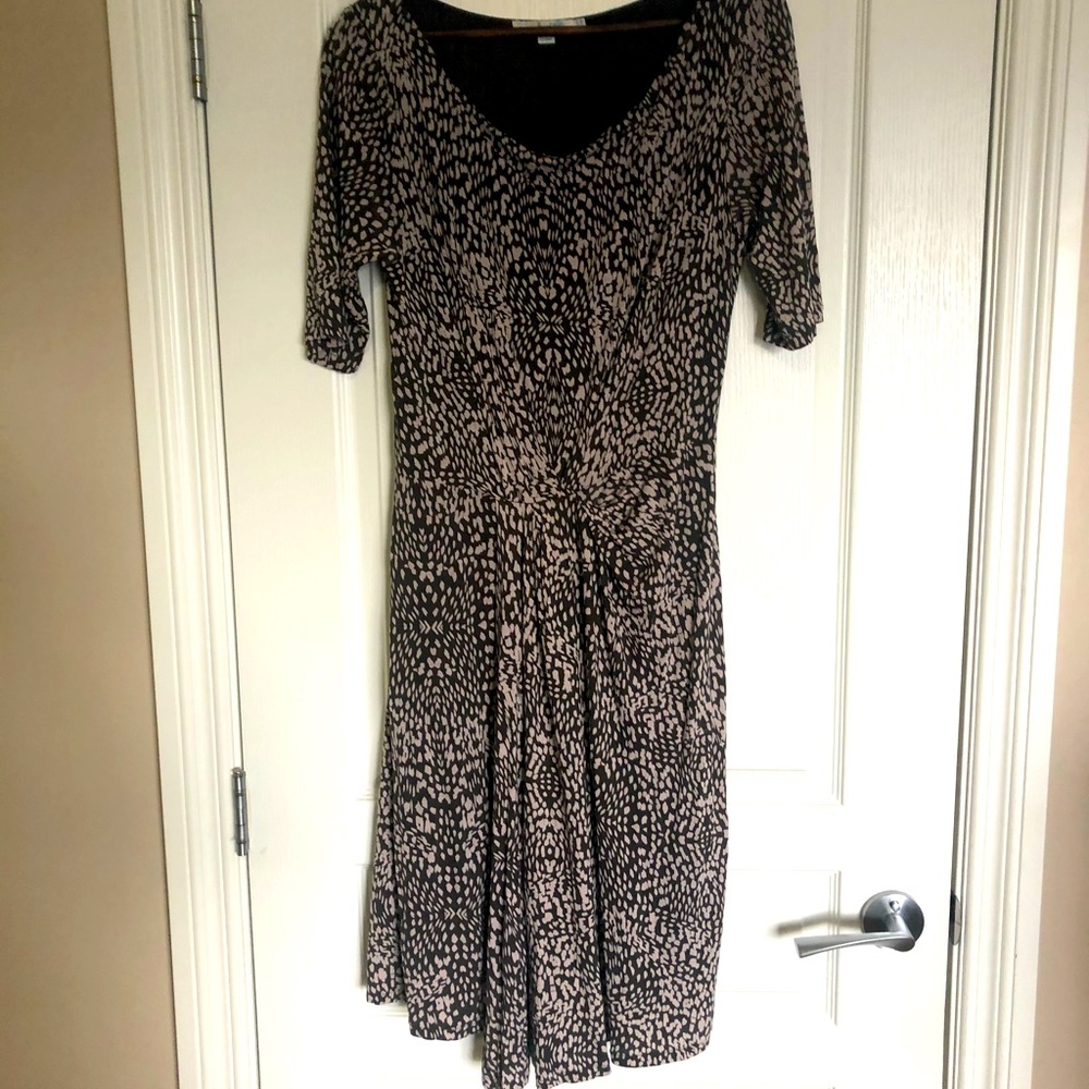 Boden midi dress Grey Cream abstract pattern 10US